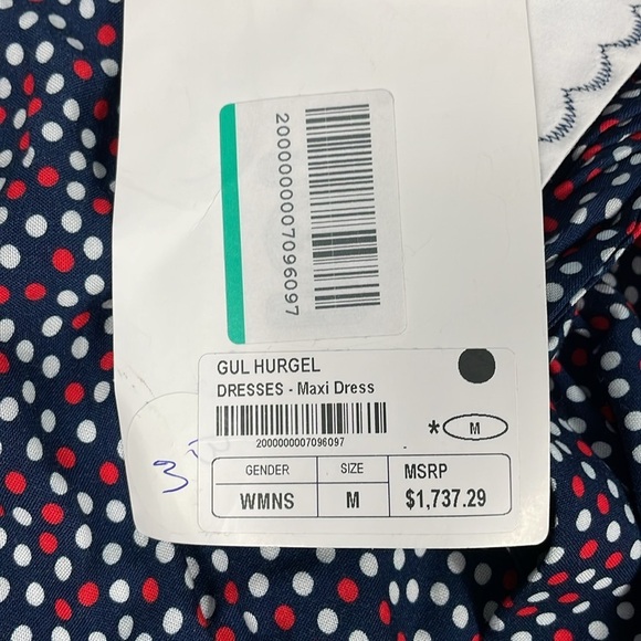 NWT GUL HURGEL Woven Maxi Dress Prairie Long Sleeve Polka Dot Blue Red White M - Picture 11 of 15